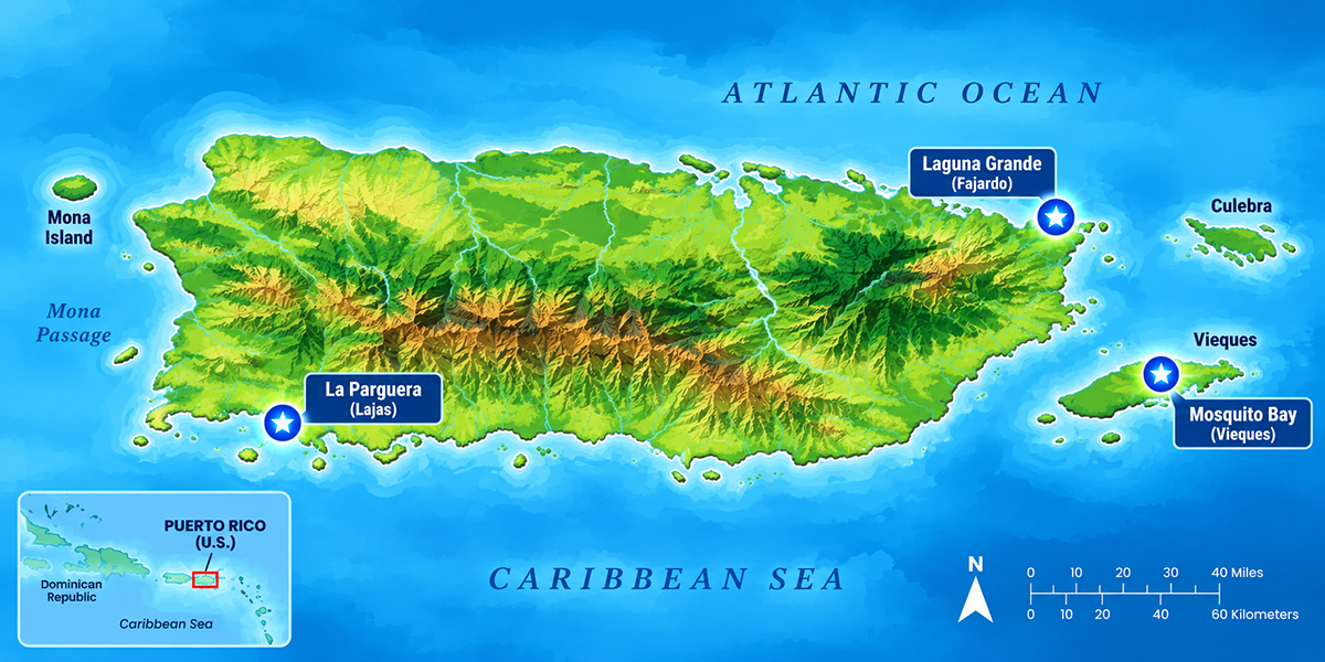 Map illustrating Bio Bays locations
