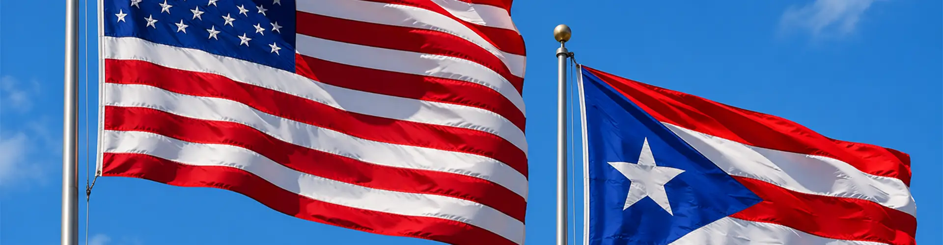 USA and Puerto Rican flags